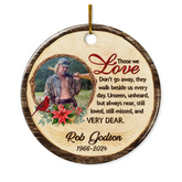 Personalized Memorial Ornaments Those We Love Don't Go Away Christmas Ceramic Ornament Custom Photo Picture Bereavement Remembrance Sympathy Keepsake Loss Loved Ones Gifts Xmas Tree Decorations